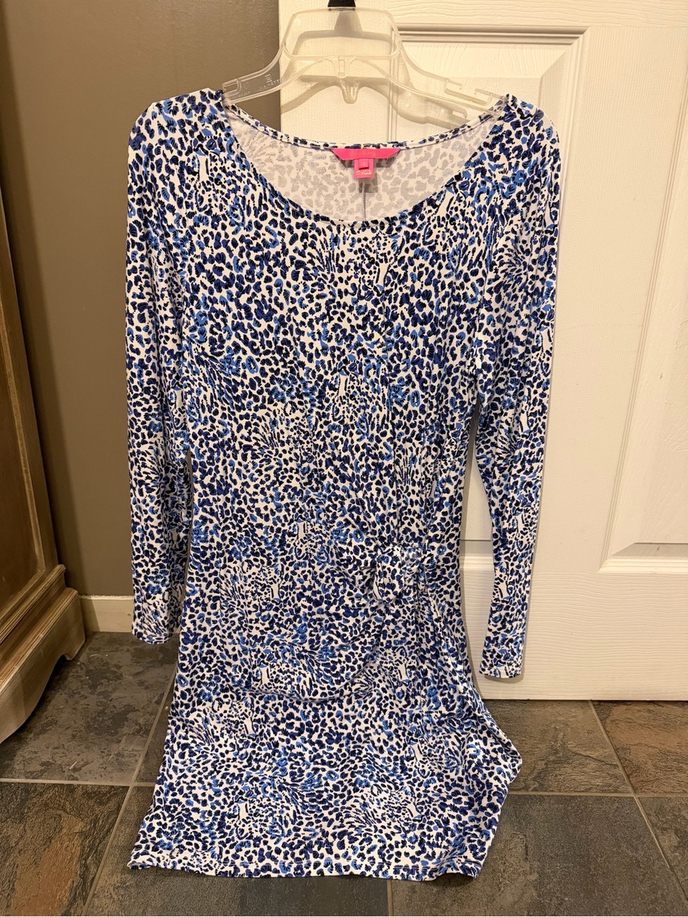 Lilly Pulitzer Blue and White Leopard Print Maxi Dress